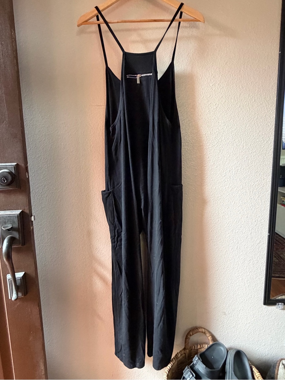 Amazon Black Spaghetti-Strap Casual Jumpsuit with Pockets - Picture 4 of 5